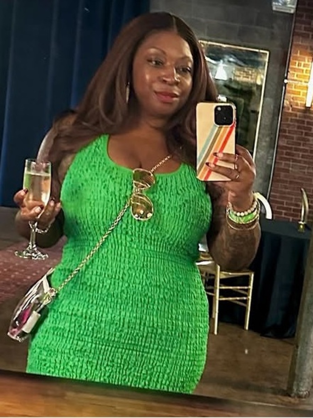 Akira Green Sleeveless Ruffle-Hem Dress 🥑 - Picture 4 of 6